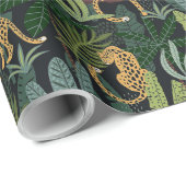 ヒョウのジャングルフォレストイラストレーションシームレス ラッピングペーパー (ロールコーナー)