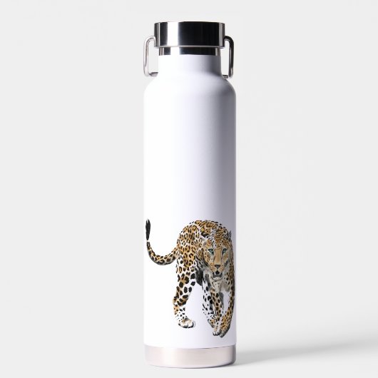 ヒョウのジャングル猫色彩の鮮やかが緑色 ウォーターボトル (正面)