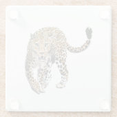 ヒョウのジャングル猫色彩の鮮やかが緑色 ガラスコースター (裏面)