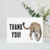 ヒョウのジャングル猫色彩の鮮やかが緑色 サンキューカード (スタンド正面)