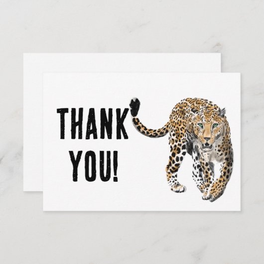 ヒョウのジャングル猫色彩の鮮やかが緑色 サンキューカード (正面/裏面)