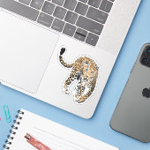 ヒョウのジャングル猫色彩の鮮やかが緑色 シール (ノートパソコンとiPhone)