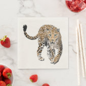 ヒョウのジャングル猫色彩の鮮やかが緑色 スタンダードランチョンナプキン (インサイチュ)