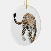 ヒョウのジャングル猫色彩の鮮やかが緑色 セラミックオーナメント (右)