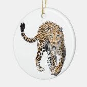 ヒョウのジャングル猫色彩の鮮やかが緑色 セラミックオーナメント (左)