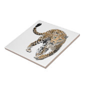 ヒョウのジャングル猫色彩の鮮やかが緑色 タイル (側面)