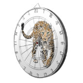 ヒョウのジャングル猫色彩の鮮やかが緑色 ダーツボード (正面右)