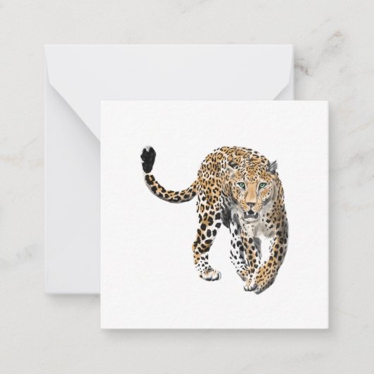 ヒョウのジャングル猫色彩の鮮やかが緑色 ノートカード (正面)