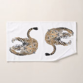 ヒョウのジャングル猫色彩の鮮やかが緑色 ハンドタオル (ハンドタオル)