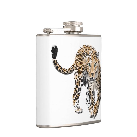 ヒョウのジャングル猫色彩の鮮やかが緑色 フラスク (右)