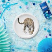 ヒョウのジャングル猫色彩の鮮やかが緑色 ペーパープレート (パーティー)