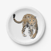 ヒョウのジャングル猫色彩の鮮やかが緑色 ペーパープレート (正面)