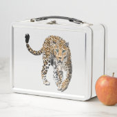 ヒョウのジャングル猫色彩の鮮やかが緑色 メタルランチボックス (インサイチュ)