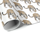 ヒョウのジャングル猫色彩の鮮やかが緑色 ラッピングペーパー (ロールコーナー)