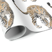 ヒョウのジャングル猫色彩の鮮やかが緑色 ラッピングペーパー (ロールコーナー)