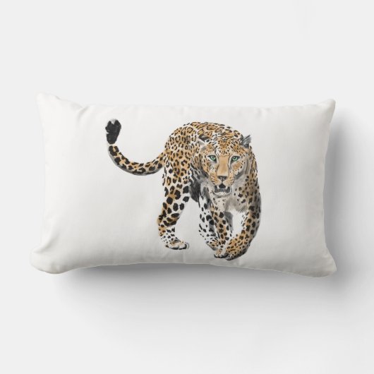 ヒョウのジャングル猫色彩の鮮やかが緑色 ランバークッション (正面)