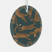 ヒョウのジャングル：アニマルプリントヴィンテージ。 ガラスオーナメント (正面右)