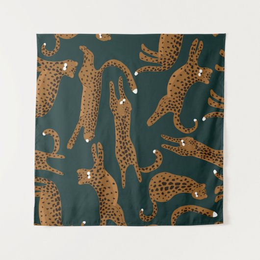 ヒョウのジャングル:アニマルプリントヴィンテージ。 タペストリー (正面(横))