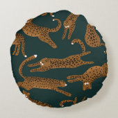 ヒョウのジャングル：アニマルプリントヴィンテージ。 ラウンドクッション (裏面)