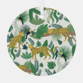 ヒョウのジャングル:熱帯の子供はシームレス。 ガラスオーナメント (裏面)