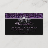 ヒョウのジュエリーの名刺の王冠の紫色 名刺 (裏面)