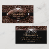 ヒョウのジュエリーの名刺の王冠ブラウン 名刺 (正面/裏面)