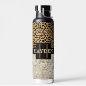 ヒョウのスポット大理石モノグラム名 ウォーターボトル (左面)