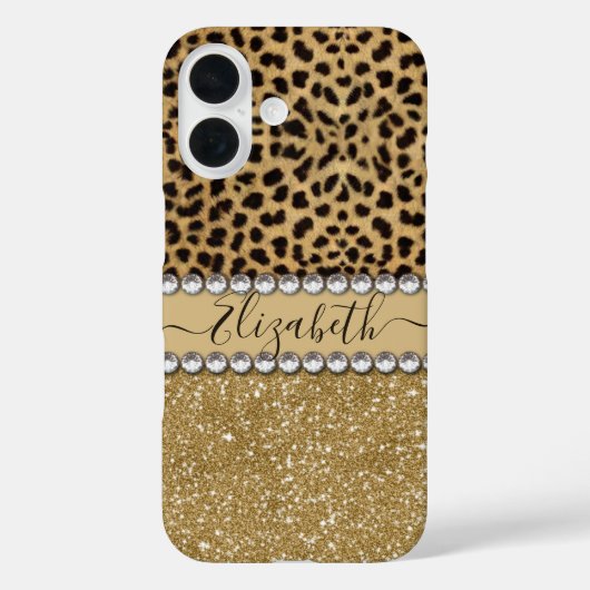 ヒョウのスポット ゴールド ギラギラ ラインストーン 写真印刷 Case-Mate iPhoneケース (裏面)