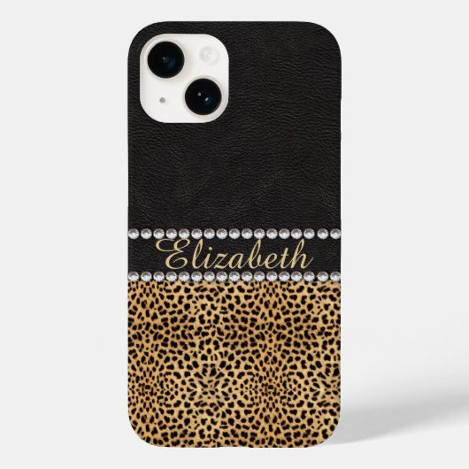 ヒョウのスポット ラインストーン ダイヤモンド モノグラム Case-Mate iPhoneケース (裏面)