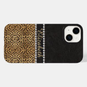 ヒョウのスポット ラインストーン ダイヤモンド モノグラム Case-Mate iPhoneケース (裏面 (横))