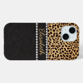 ヒョウのスポット ラインストーン ダイヤモンド 名入れ Case-Mate iPhoneケース (裏面 (横))