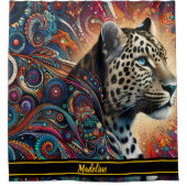 ヒョウのスリルはっきりした:枝と鳥 シャワーカーテン (正面)