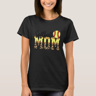 ヒョウのソフトボール母ソフトボールのゲームデイビブモテ Tシャツ