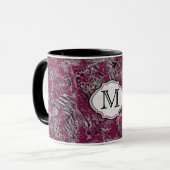 ヒョウのタイガーグレーBurgundy斑点のある動物の皮膚。 マグカップ (正面左)