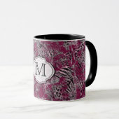 ヒョウのタイガーグレーBurgundy斑点のある動物の皮膚。 マグカップ (正面右)