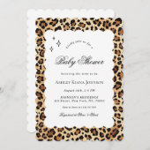 ヒョウのチーズプリント波状フレーム赤ちゃんシャワー 招待状 (正面/裏面)