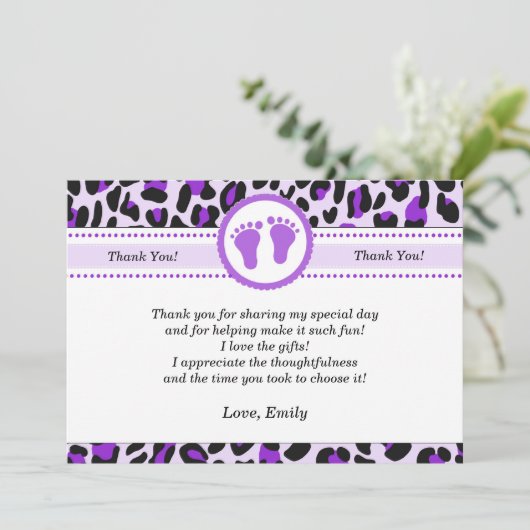 ヒョウのチータのサンキューカードの紫色 サンキューカード (スタンド正面)