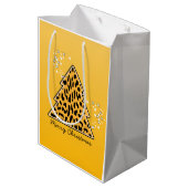 ヒョウのチータクリスマスツリーステッカー ミディアムペーパーバッグ (裏面アングル)