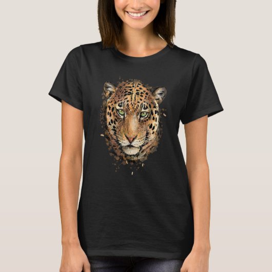 ヒョウのチータジャガー頭の水色動物の贈り物 Tシャツ (正面)