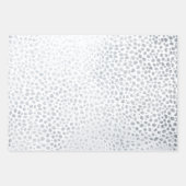 ヒョウのチータタイガーアニマルプリントメタリックシルバー 箔ラッピングペーパーシート (正面3)