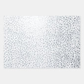 ヒョウのチータタイガーアニマルプリントメタリックシルバー 箔ラッピングペーパーシート (正面)