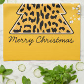 ヒョウのチートクリスマスツリータオル キッチンタオル (折り畳み)