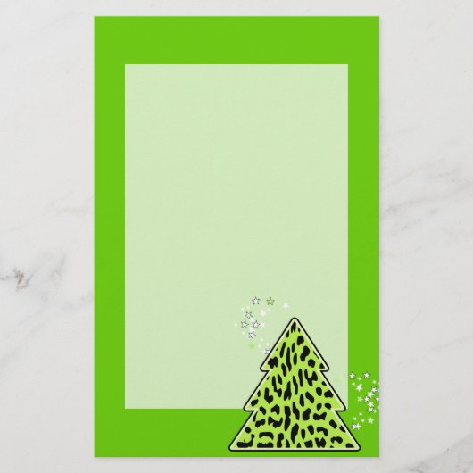 ヒョウのチートクリスマスツリー文房具 便箋 (正面)