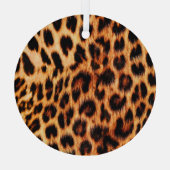 ヒョウのテクスチャ、アフリカの動物のシームレスなパターン。 ガラスオーナメント (裏面)