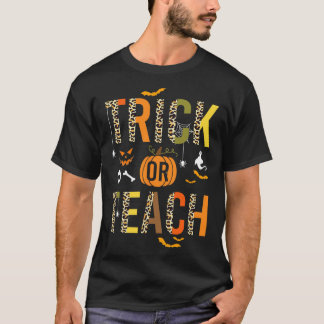 ヒョウのトリックまたは教えハロウィンスクール秋オータム Tシャツ