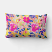 ヒョウのトリムピンクフローラ装飾用クッション ランバークッション (裏面)