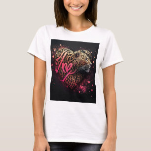 ヒョウのハートのラブ・グラフィティ・アート Tシャツ