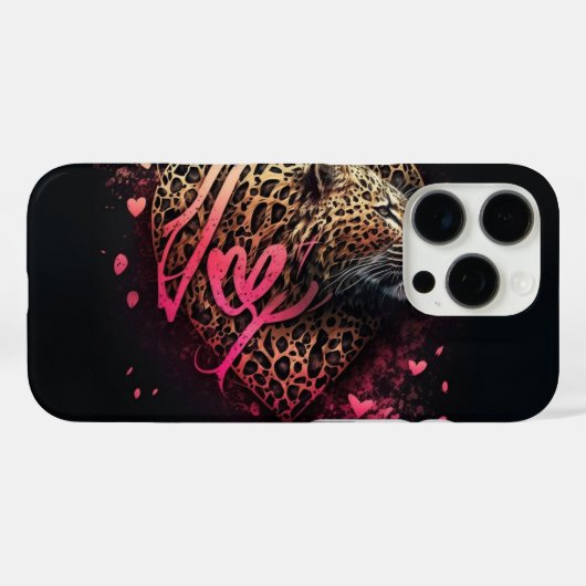 ヒョウのハート ラブ落書きアート Case-Mate iPhoneケース (裏面 (横))