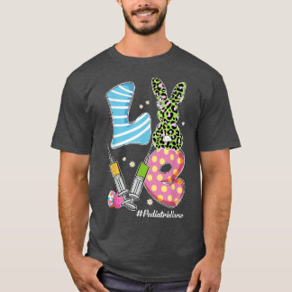 ヒョウのバニーLOVE小児ナースおもしろいイースターCh Tシャツ