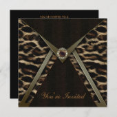 ヒョウのパーティー招待状テンプレート 招待状 (正面/裏面)